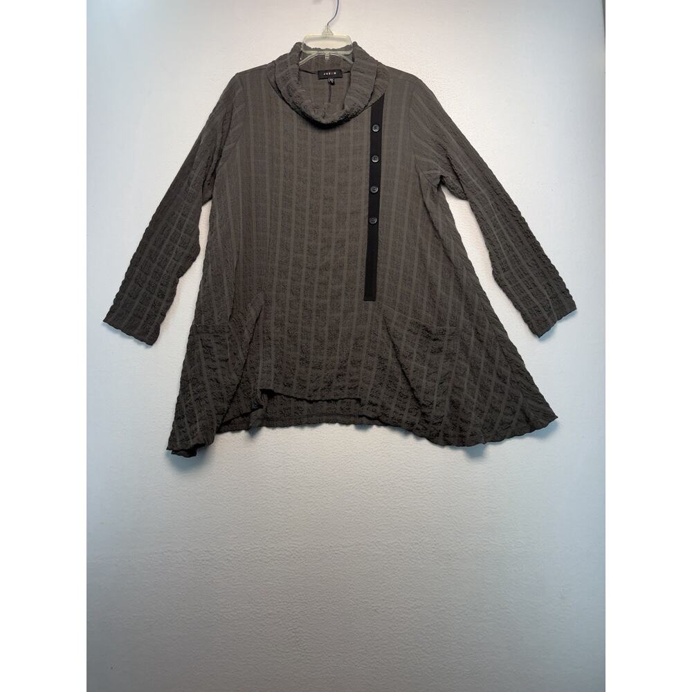 Jason USA Textured Peasant Gray Gothic Tunic Top Oversized - S Villain fairy ￼